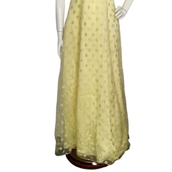 JODY OF CALIFORNIA Prom Dress, S, Yellow, Cap sleeve, Organza Polka dots, Maxi - Picture 8 of 13